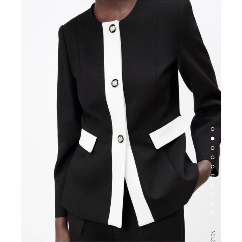 Zara black and white blazer